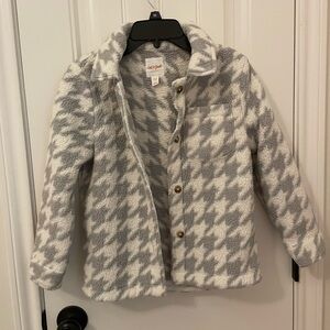 Cat & Jack Gray and White Houndstooth Fleece Snap Jacket